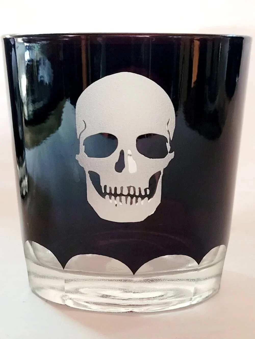 Pottery Barn Etched Skull Double Old-Fashioned Glasses